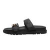 Thick-soled One-word Sandals Women's Metal Buckle Velcro Flat-soled Sandals Lazy Beach Cover Wearing Slippers