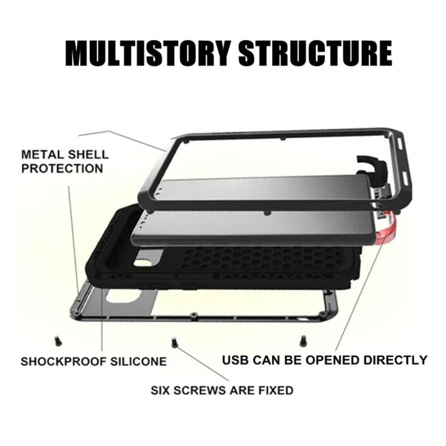 Für Samsung Galaxy S24 S23 S22 S21 Ultra S10 S20 Plus Note 20 10 Luxus-Rüstungsmetall-Hochleistungsschutzhülle Stoßfeste Abdeckung