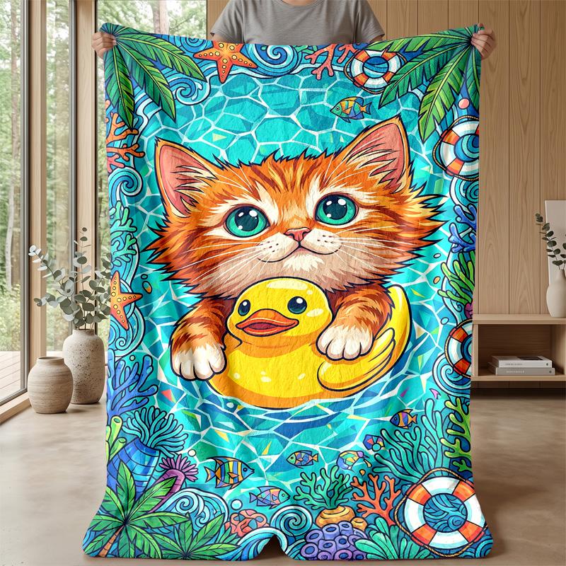 Kitten in Valentine s Frame Theme blanket Lightweight Warm Flannel Blanket Decorative Throw Blanket for Home Decoration