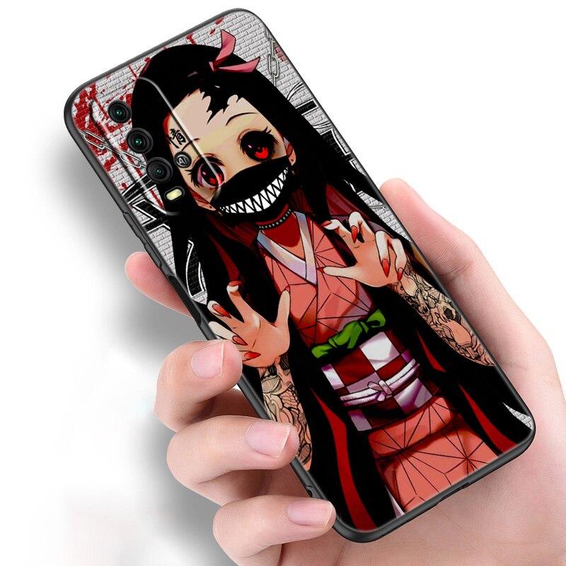Anime Demon Slayer Nezuko Silicone Phone Case For Xiaomi Redmi Note 11 10 9 8 Pro 11T 10T 10S 9S 8T 9 9A 9C 9T Black Soft Cover