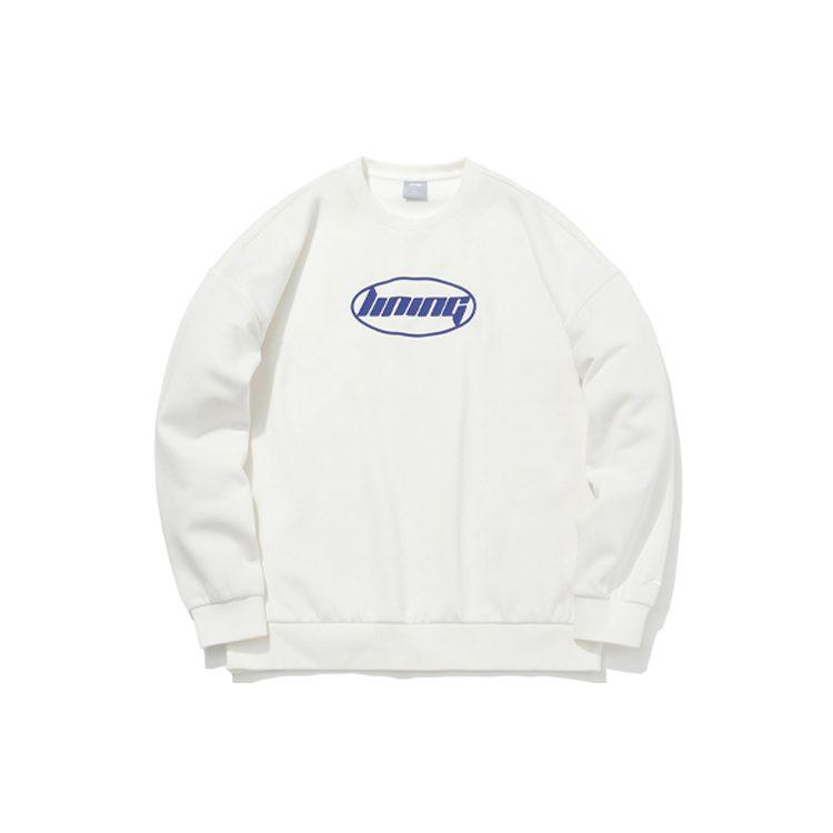 Li Ning Sweatshirts Unisex Ivory Crew Neck Thickened Regular AWDQC98-1