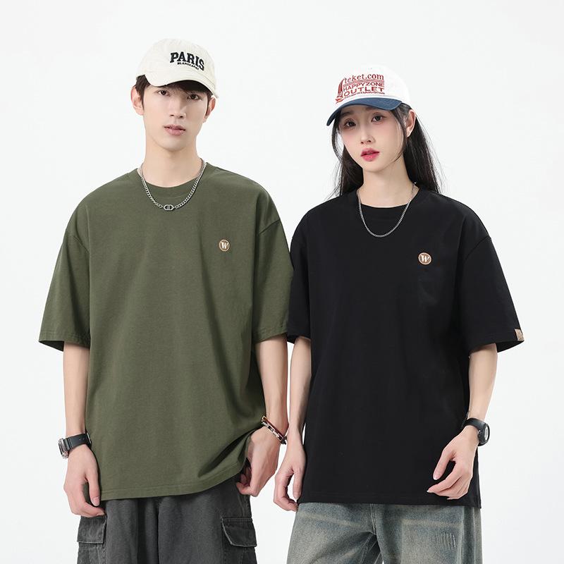 Men's Summer Embroidered Cotton Short-Sleeve T-Shirt
