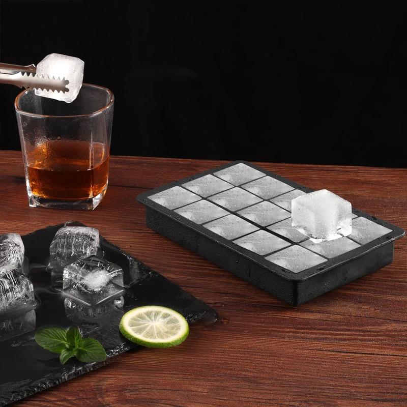 New 15 Grid Silicone Ice Cube Molds Big Tray Mold Ice Cube Maker Reusable Durable Bar Pub Whiskey Cocktail Ice Block Maker Model
