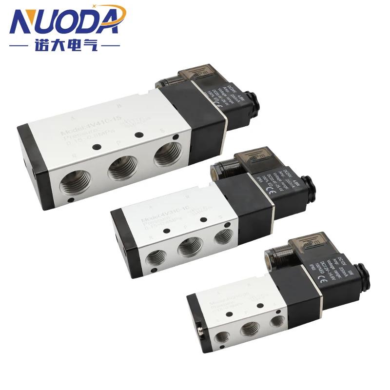 Pneumatic Electric Solenoid Valve 5 Way 2 Position Control Air Gas Magnetic 4V110-06 4V210-08 4V310-10 4V410-15 DC12V 24V AC220V Ventilation Valves 4