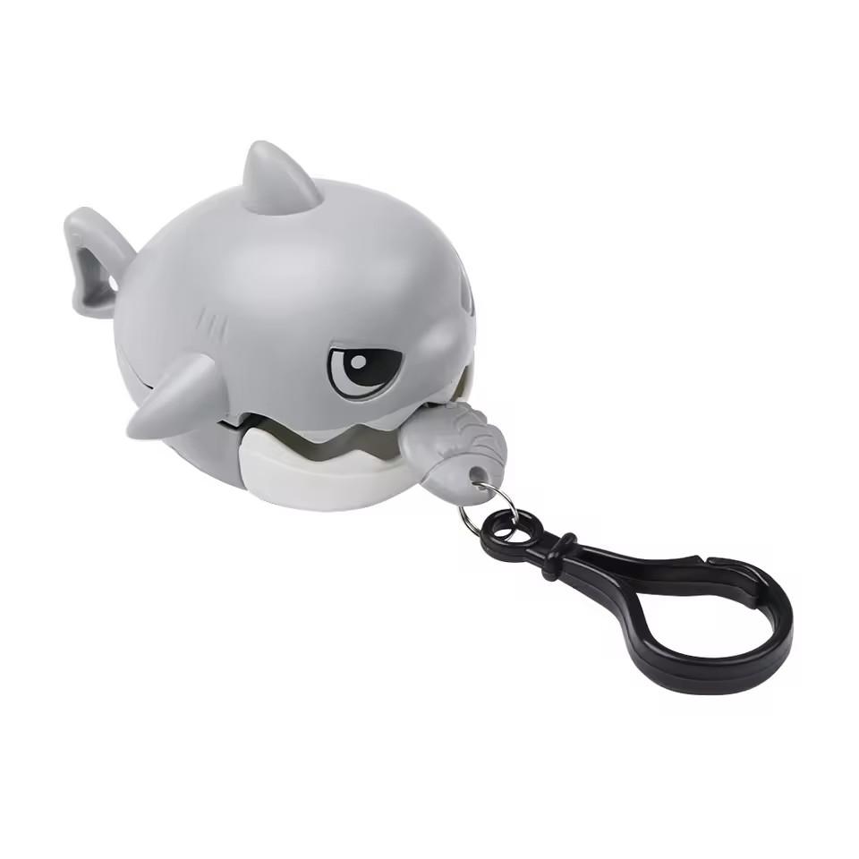 NEW Creative Fun Pull Line Nibbling Shark Keychain For Children Cartoon Eating Small Fish Keyring Car Bag Small Pendant Gift