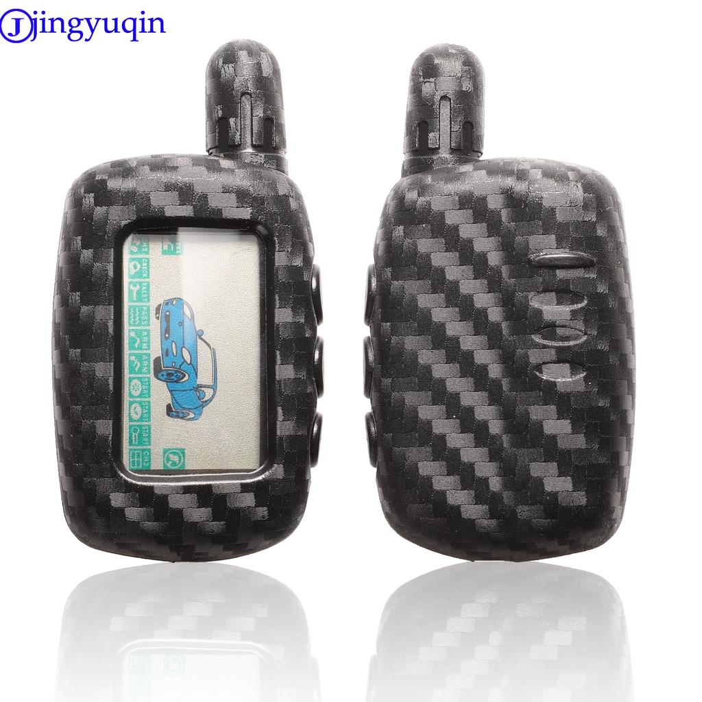 jingyuqin 2-way LCD Remote KeyChain A9 Carbon Silicone Case For Two Way Car Alarm System Twage Starline A9