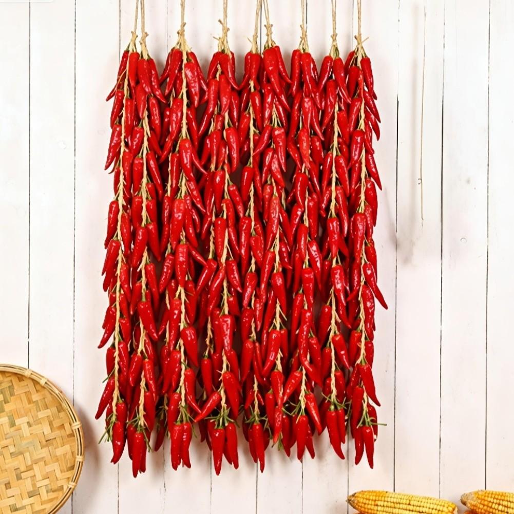 Artificial Vegetable Fake Chilli Pepper Garlic Bunch Hanging Ornaments For Home Kitchen Restaurant Decoration Photography Props