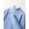 Men's Pure Wool Thick Cable Knit Sweater - Round Neck Solid Color for Autumn and Winter