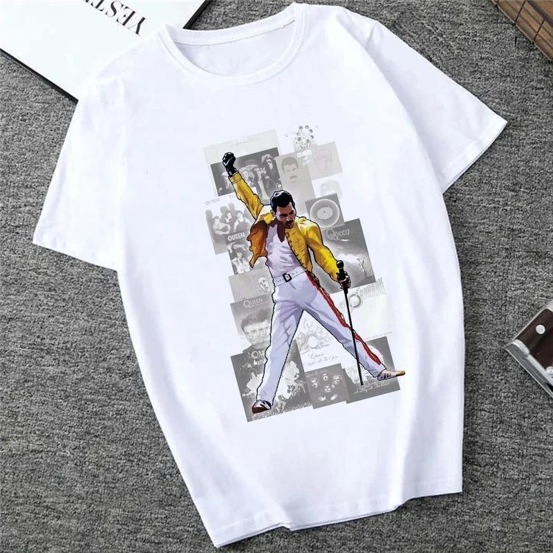 Freddie The Queen Tričko Bílé Módní Dámská Trička Harajuku Kawaii Oblečení Krátký Rukáv Letní Tričko Ležérní Dámský Top O-výstřih