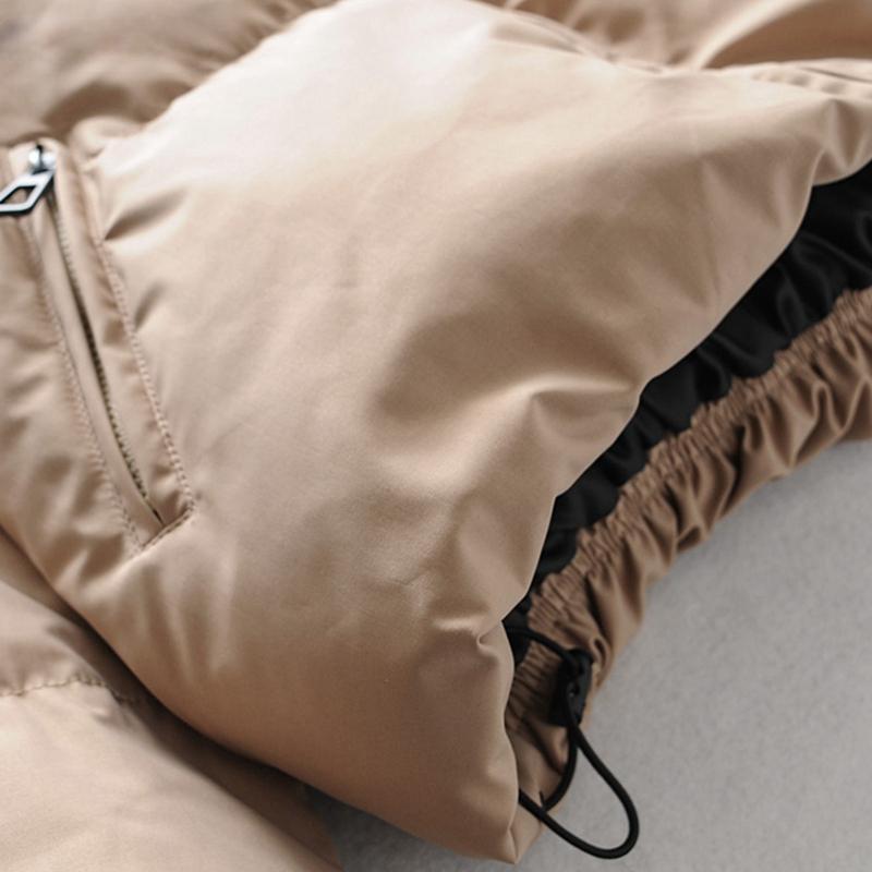 Женские однотонные парки больших размеров цвета хаки — фото 8