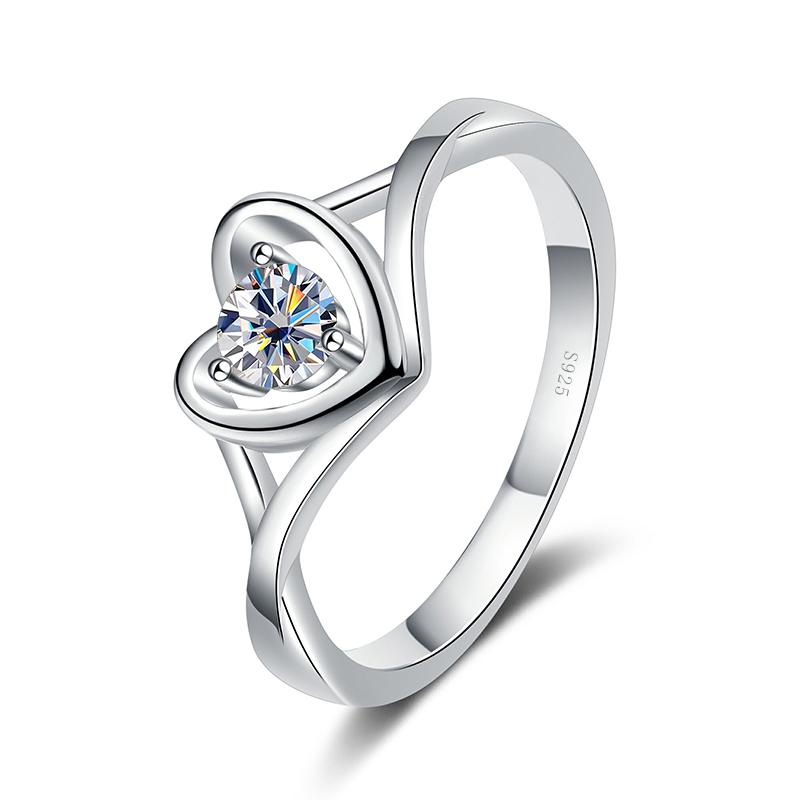 

Butterflykiss 100% Moissanite Proposal Ring For Women Diamond 925 Silver Rings Twisted Heart Prong Wedding Jewelry Gift 5&0.3 CT белый