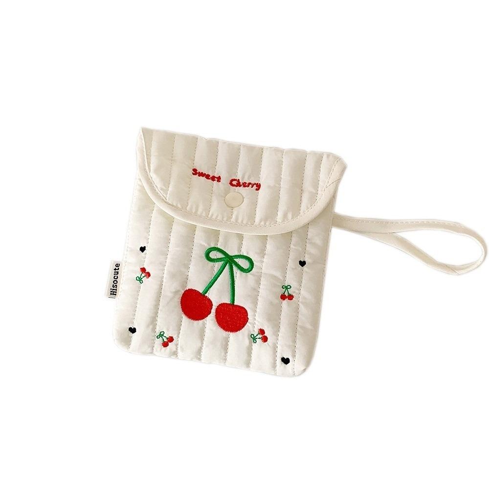 

Квадратная сумка для хранения гигиенических прокладок, косметичка с кошкой, портативная вышитая косметичка с вишней, дорожная Style A