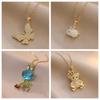 European & American Style Colored Zircon Bird & Butterfly Pendant Clavicle Necklace for Women