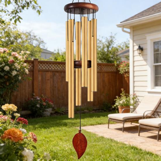 Metal Wind Chime with 6 Aluminum Tubes Garden Hanging Chimes Weather Resistant Wind