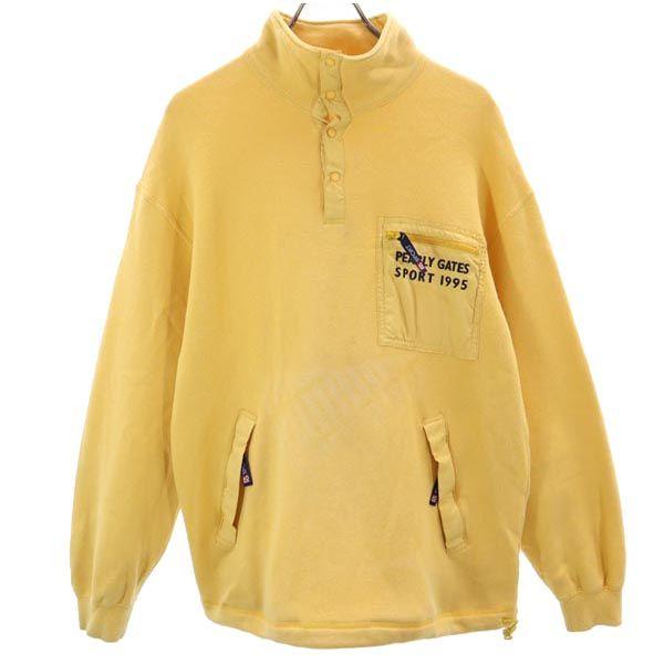 Pearly Gates Golf Long Sleeve Half Button Trainer L Yellow Back Brushed Men's Used