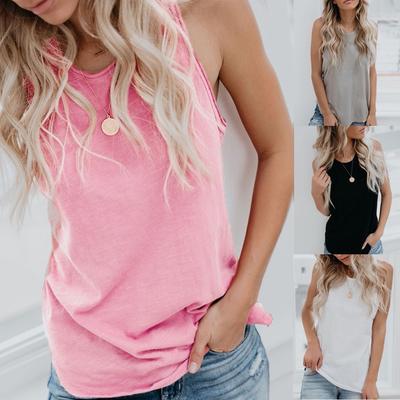 Ramidos Mode Femmes Été Gilet Sans Manches Couleur Unie Décontracté Débardeurs T-Shirt