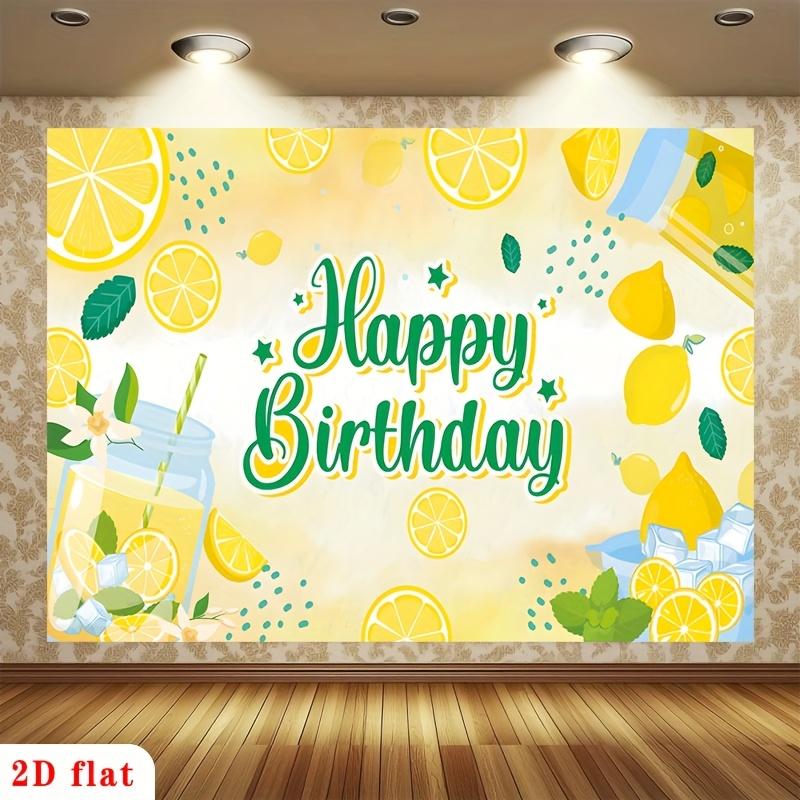 2D-Ebene Hintergrundtuch für die Szene „Happy Birthday Lemon Soda“ zur Dekoration von Geburtstagsfeiern Polyesterfaser