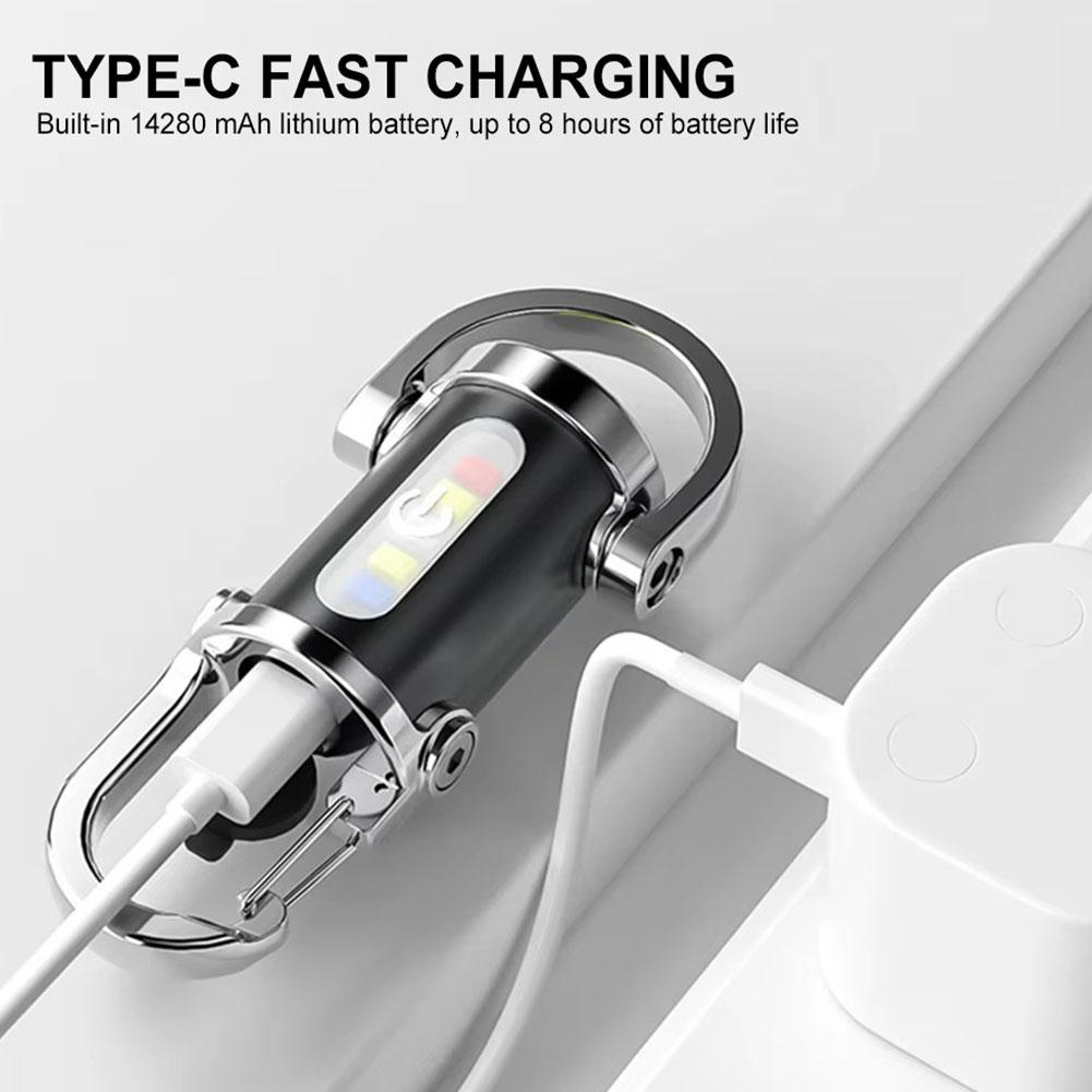 Rechargeable Keychain Flashlights Multifunction COB Work Light Waterproof Emergency Keychain Light for Walking Searching Hiking