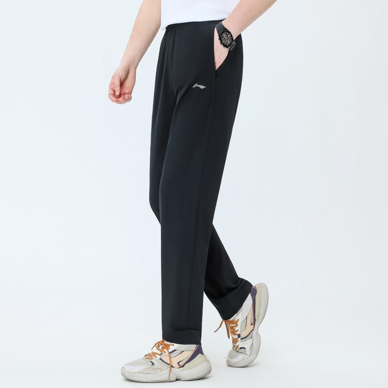 Li-Ning Summer Sports Pants Ice Silk Quick-Dry Breathable Long Pants Men bottoms Black AYKW525