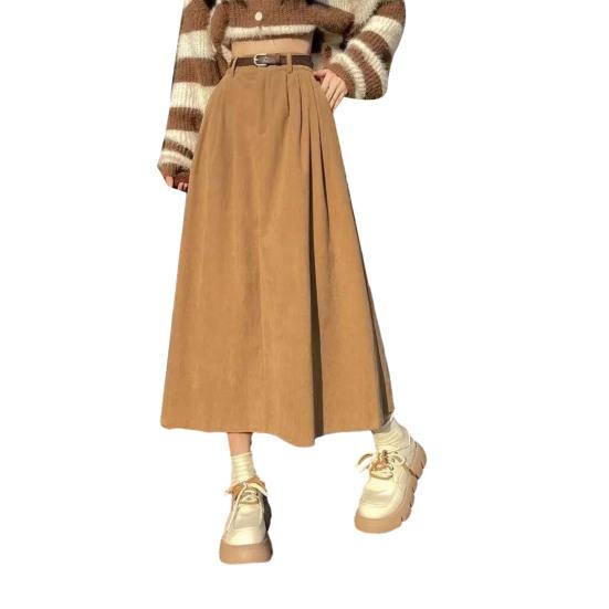 

Женская юбка с высокой талией, А-силуэта, с большим подолом, миди, однотонная, осенне-зимняя, драпированная, для повседневной носки S