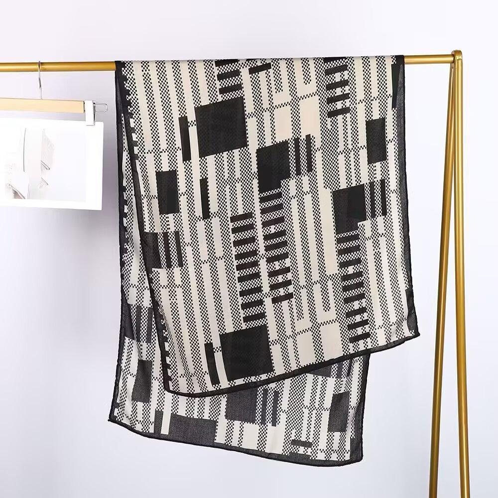 New digital QR code scarf, shawl around the scarf, spring and summer thin silk scarf, women's fashion neck protection scarf dual-purpose