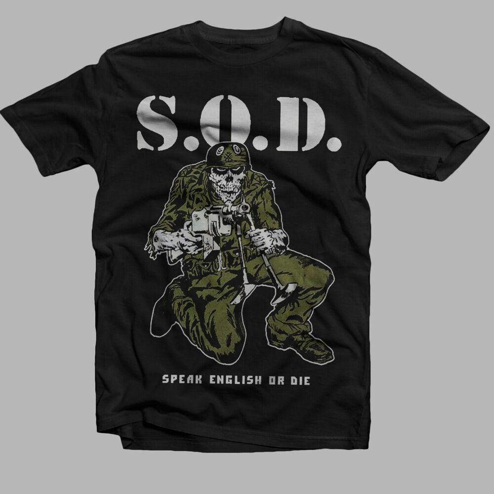 

Rare Stormtroopers of Death S.O.D. Speak English or Die Cotton Shirt Unisex T-Shirt XXXL