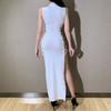 Summer Women Sexy Dress Nightclub Sleeveless Hollow Out Bandage Dresses Women Party Black White Bodycon Long Dress Robes 19108