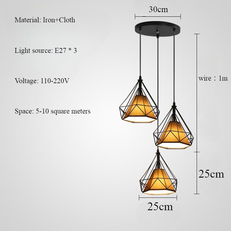 

Nordic Modern Diamond Подвесной светильник Оригинальность Гостиная Спальня Зал заседаний Украшения Люстры Простая Железная Ткань Светодиодный Светильник Warm White