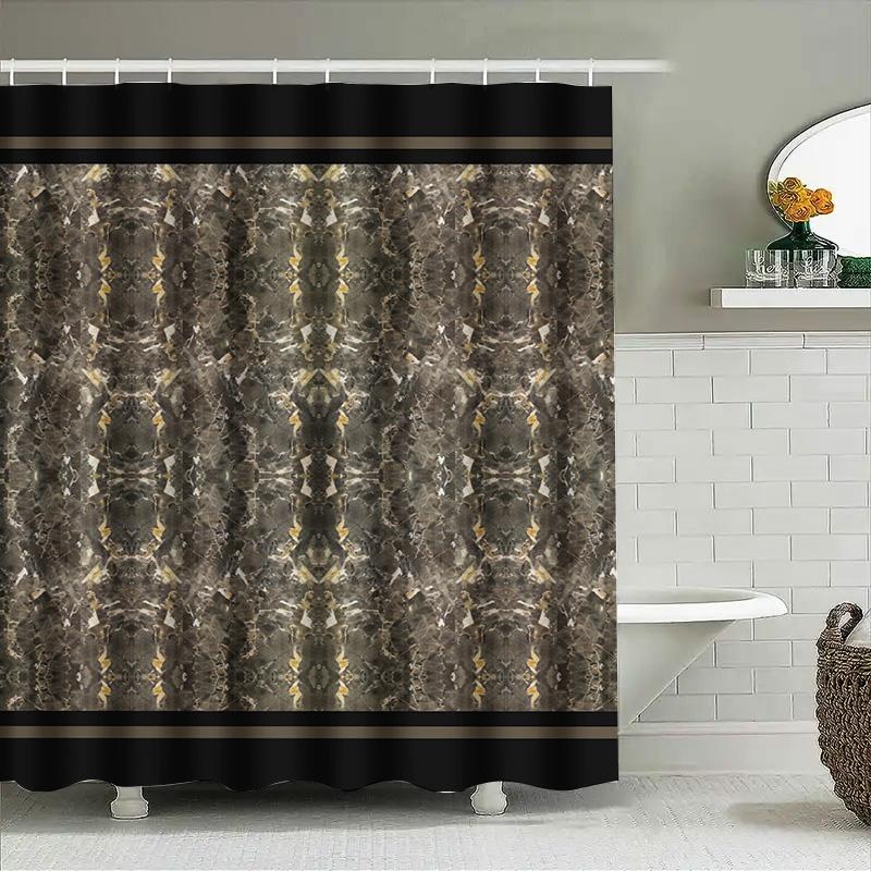 Luxury Vintage Bathroom Shower Curtain Black Gold Abstract Design Waterproof Fabric Home Decor 3D Print Curtains for Bathtub Ali