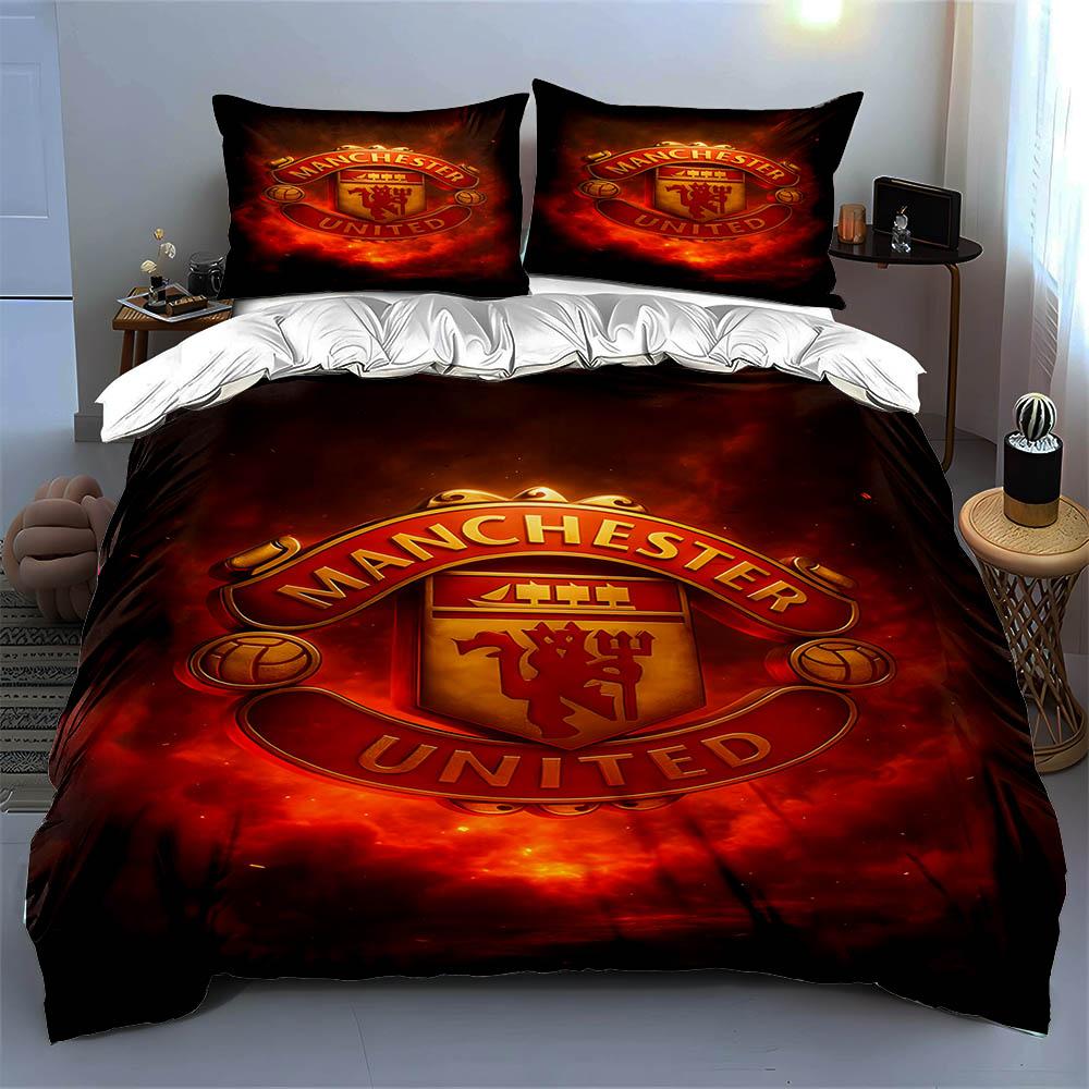 Manchester United logo. Bedding sets Duvet cover sets Duvet covers Pillowcases(1 * Duvet Cover 2 * Pillowcases, without duvet insert)
