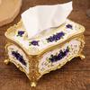 Embossed Rose Tissue Boxes Storage Napkin Holder Paper Case Organizer Ornament Craft Desktop Tissue Plastic Kitchen Tissue Box