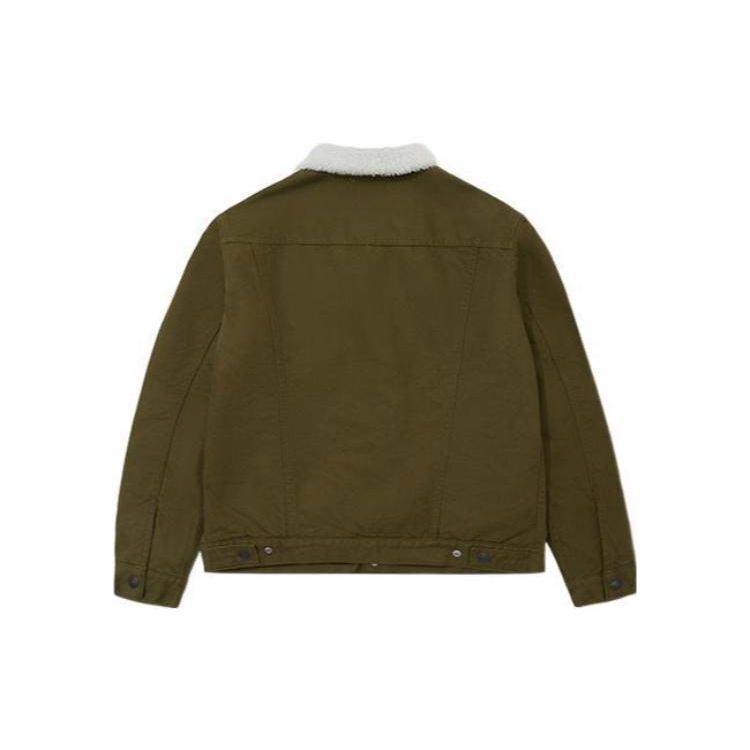 Levis FW22 Jednobarevná jednořadá silná bunda Unisex bundy Vojenská zelená 16365-0189