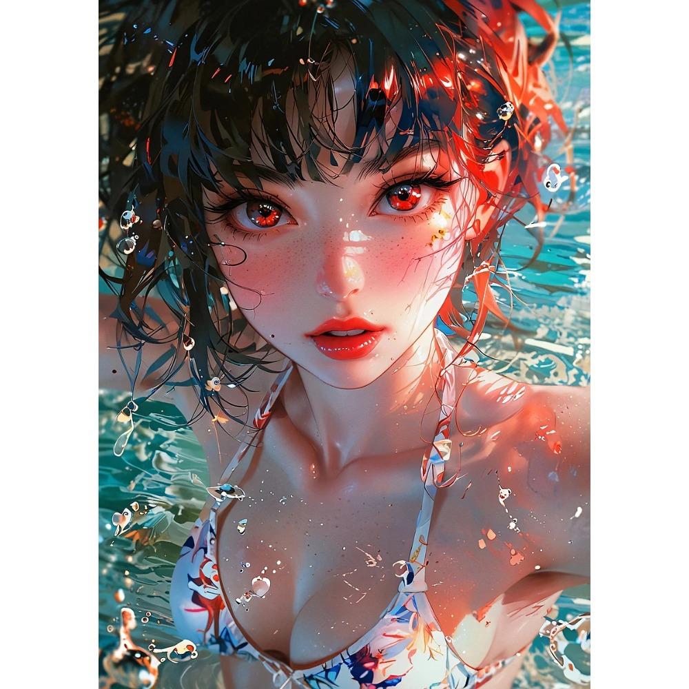 Fashion Sexy Girl In Pool Posters Anime Cartoon Japanese Style Prints Canvas Painting Wall Art Pictures Home Living Room Decor