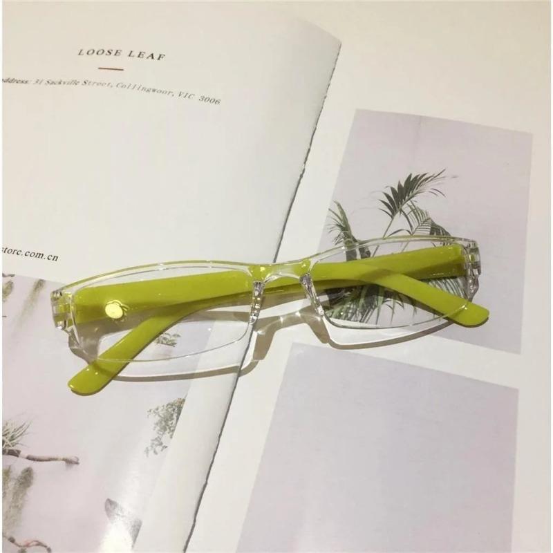 Ultralight Transparent Resin Lens Plastic Colorful Red Leg Mirror Eyewear Reading Glasses Men Women Rimless Presbyopic Glasses