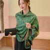 Army Green Luxury Silk Scarf Women Spring Printed Bird Shawls Wraps Lady Soft Bandana Foulard Summer Pareo Stole Long Cover-ups