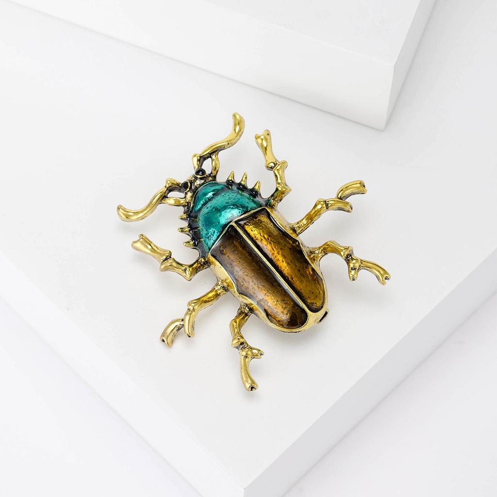 2024 European & American Street Style Beetle Brooch - Personalized Alloy Pin with Oil Drop Detailing