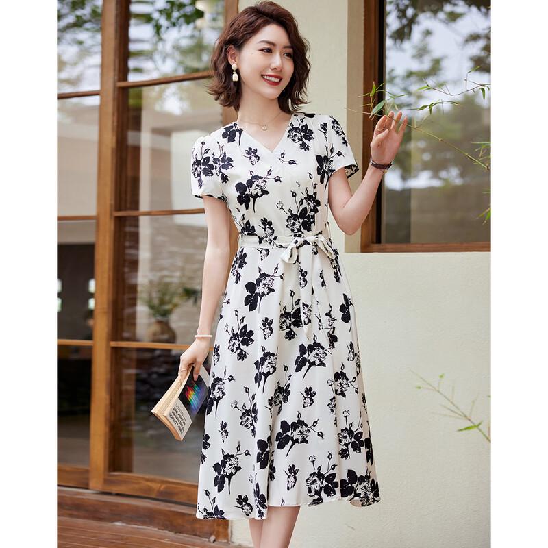 Paster Elegantes V-Ausschnitt A-Linien Chiffon Midi-Kleid