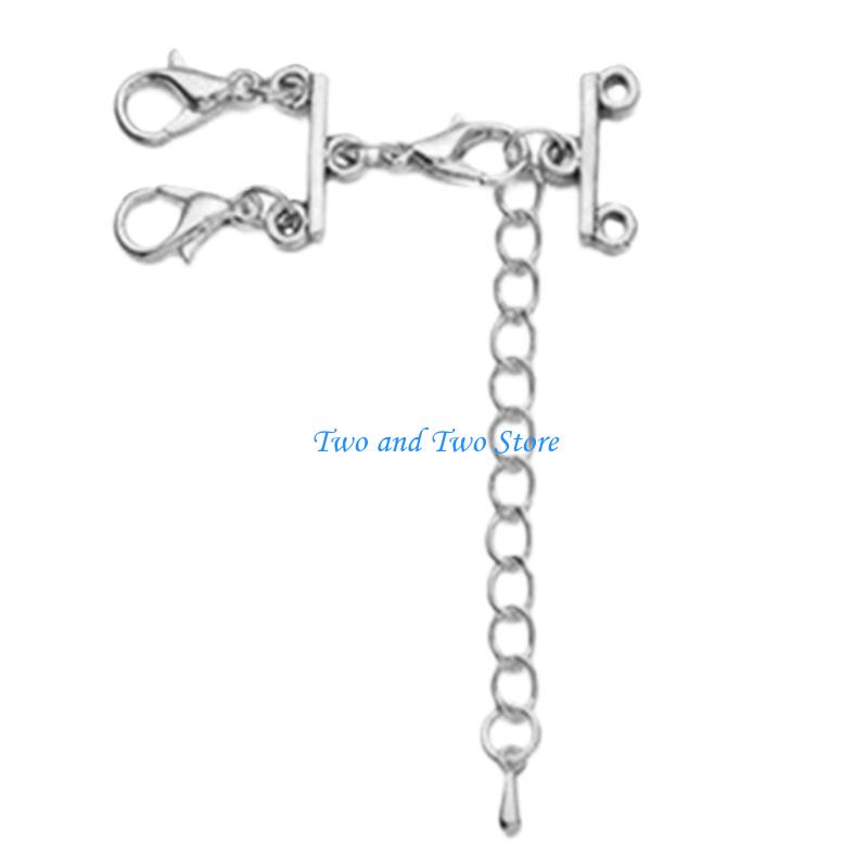HX6F Bracelet Layering Clasp Multi Tube Lock Necklace Clasps Separator Alloy Material 3 серебряный