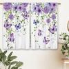 Purple Floral Butterfly Kitchen Curtains Rustic Flower Small Short Cafe Window Curtains Farmhouse  Botanical Window Drape