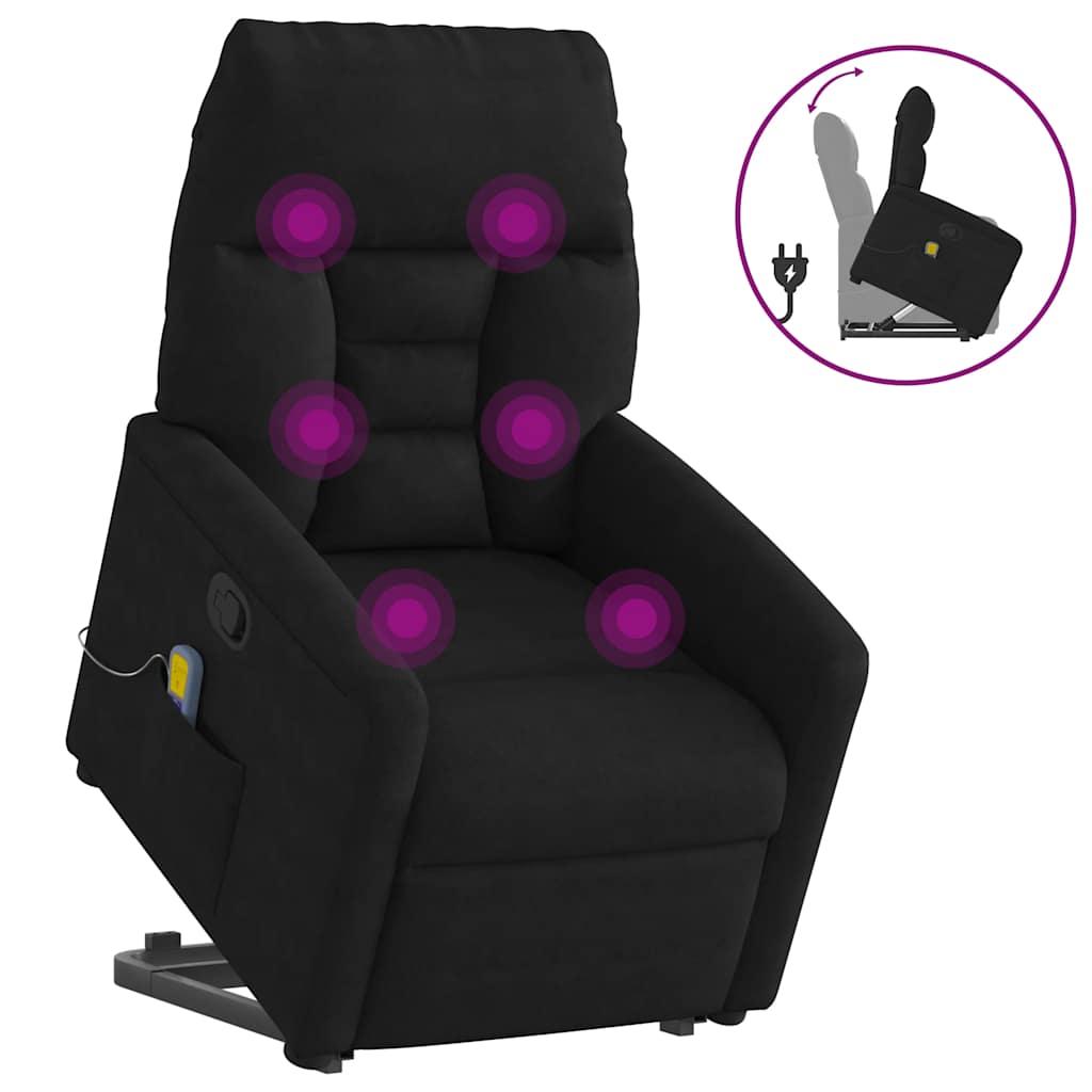 Lift-Up Massage Chair, Reclining, Black, Microfiber