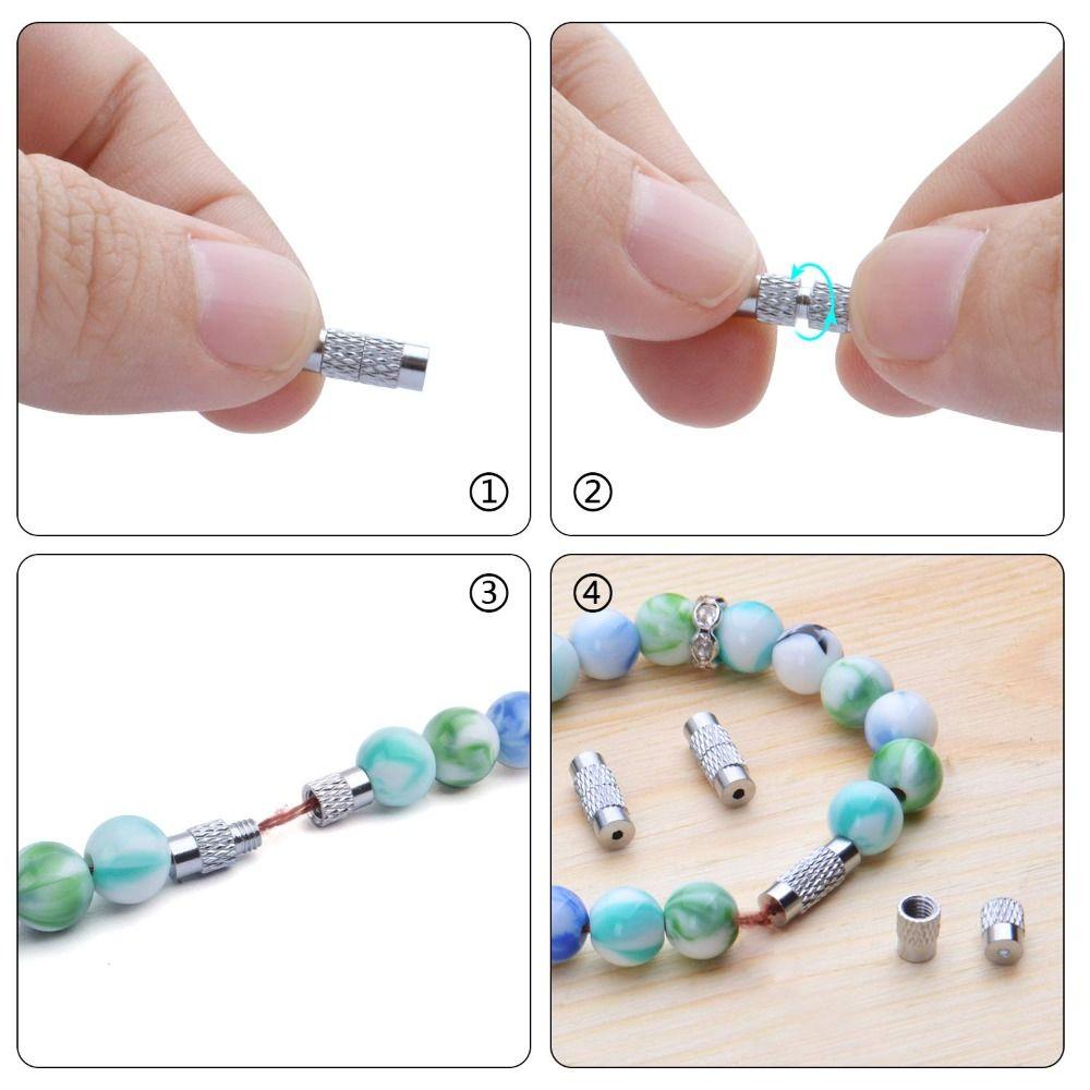 50pcs 50pcs Barrel Clasps 12x4mm Brass Screw Cord End Caps  DIY Jewelry Craft Making