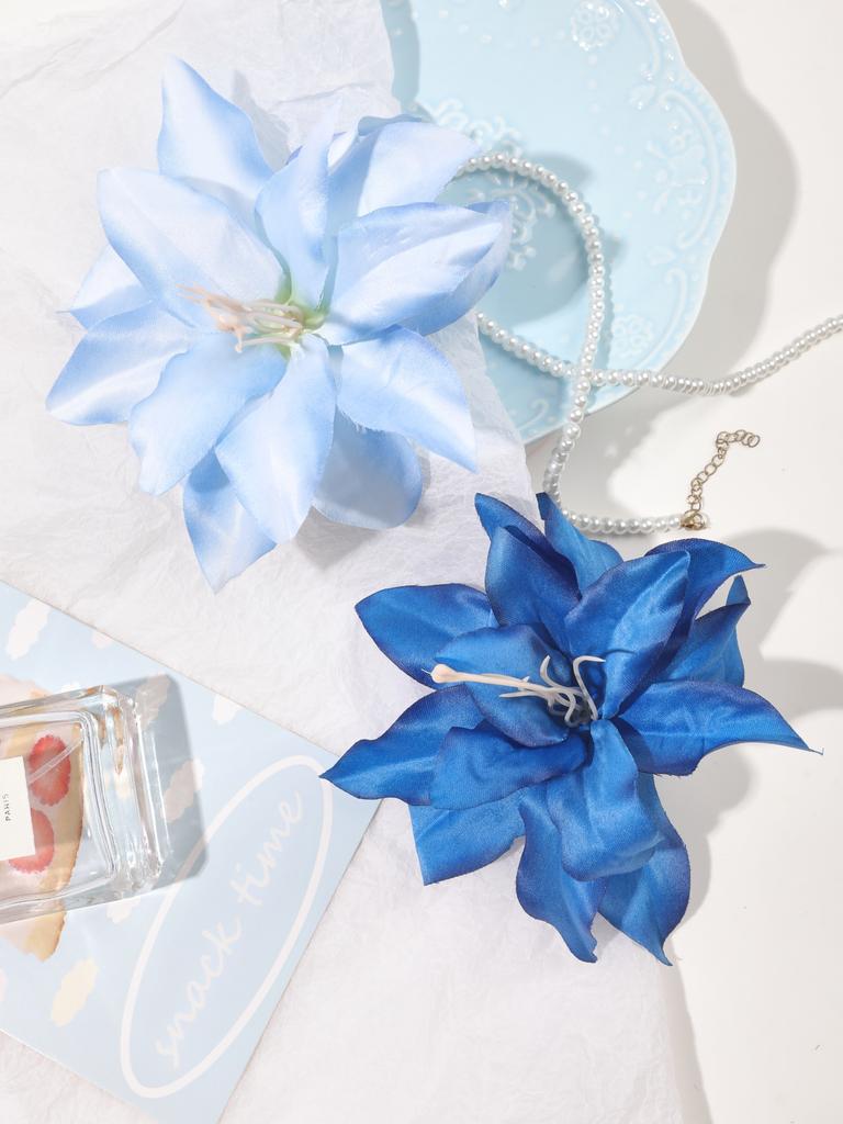 2Pcs Multicolor Big Bohemia Lily Flowers Hair Clips,Hawaiian Flowers Hair Pins for Bridal Wedding Hair Barrette Accessories