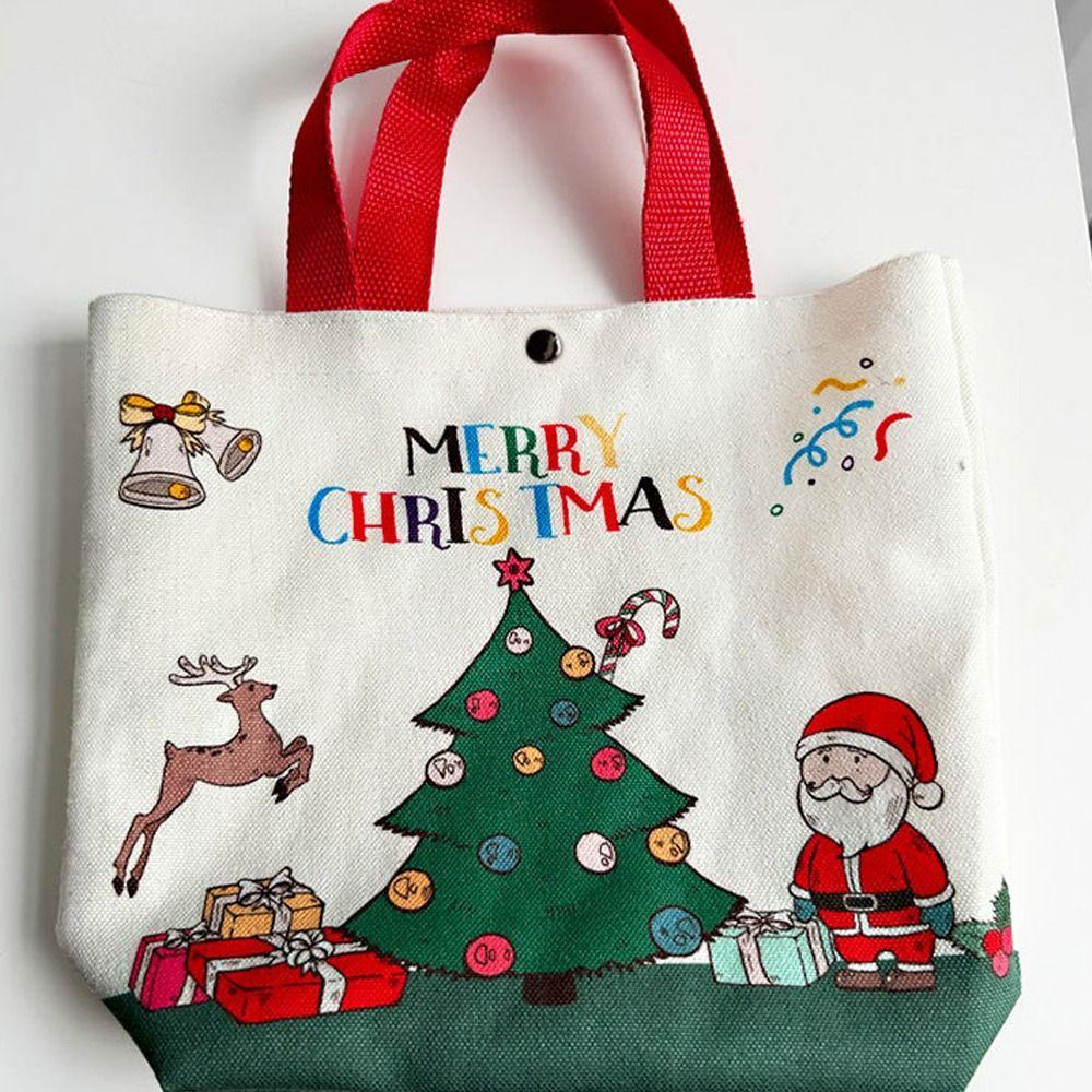 3pcs Canvas Christmas Tree Handheld Bag Santa Claus Elk Merry Christmas Decor  Home New Year Decor