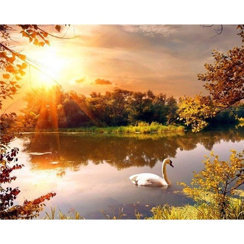 Full Drill Diamond Embroidery Mountains And Rivers Scenery Craft Kit 5d Diamond Mosaic Landscape Needlework Home Deco