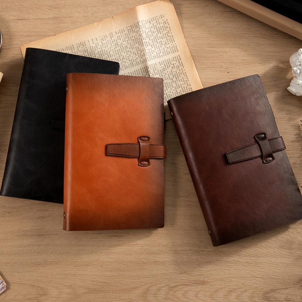 (Logo kann eingraviert werden) A5/A6 Studenten-Notizbuch aus Leder mit losem Blatt, Notizblock, Protokoll von Geschäftstreffen, Tagebuch, Fachnotizbuch
