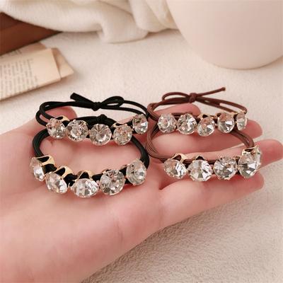 4pcs Retro Simple Rhinestone Tie Ponytailband Hair Band Hair Ring Hair Ornamentis Suitable for Daily Wear of Ladies Andgirls