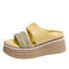 Soft Leather Thick-soled Slippers for Women To Wear In the Summer of 2025, New Muffin Cool Slippers, Soft-bottomed Rhinestone Slippers for Women