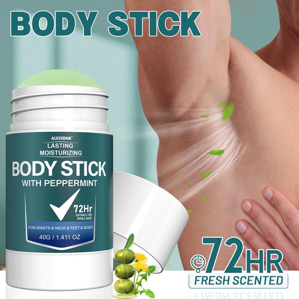 40g-72-Hour Men's Deodorant Stick, With Peppermint & Vitamin E, Gentle and Refreshing, Non-Staining Clothes,