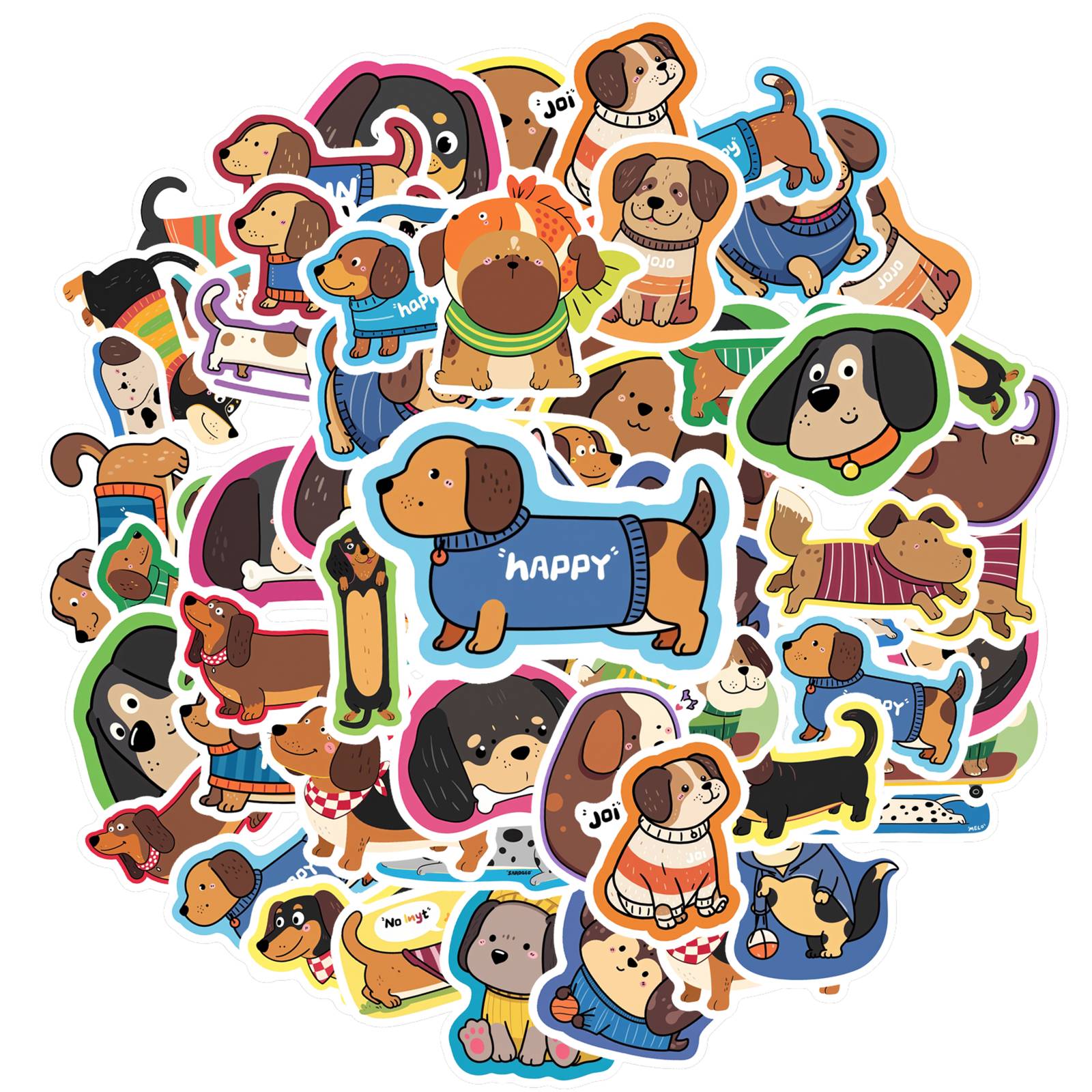 35pcs Cute Dogs Stickers Cartoon Cute Animals Stationery Stickers  Stickers For Guitar DIY Skateboard Laptop Luggage Decor