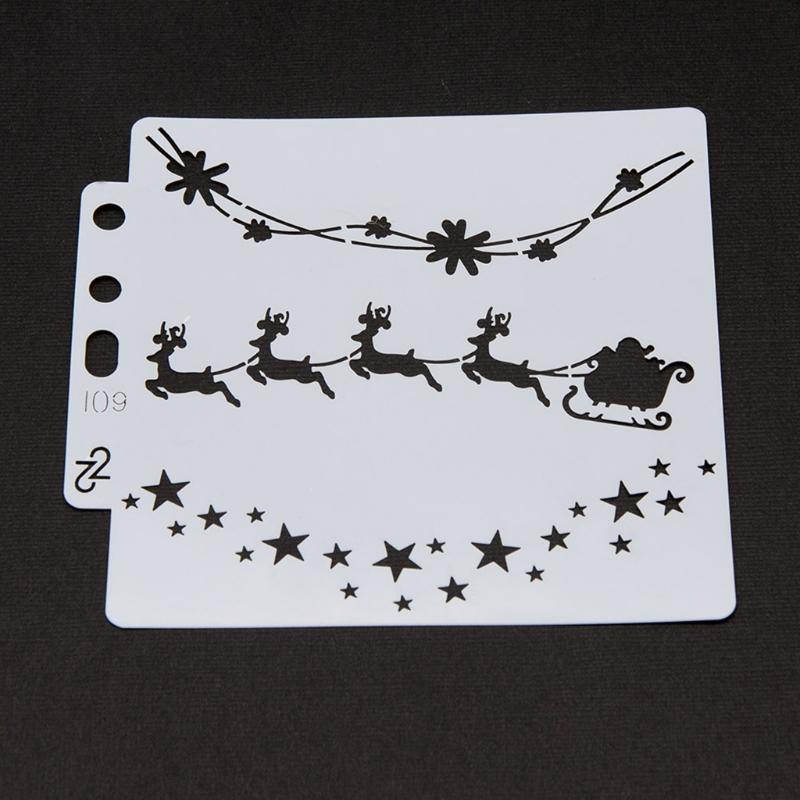 Exquisite Christmas Spraying Drawing Template Portable Washable 3-ring Loose-leaf Stencils Reusable Anti-break for Kids